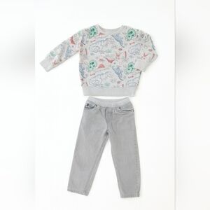 Jumping Beans Dinosaur Sweatshirt + Simple Joys by Carter’s Gray Pants Set (3T)